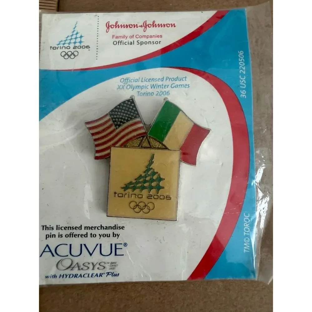 2006 Torino Winter Olymipics Johnson and Johnson lapel pin